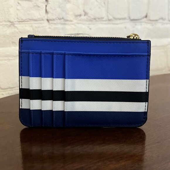 ♠️♠️ Kate Spade Blue Red White Striped Laurel Way Bitsy Card Holder - Picture 2 of 5